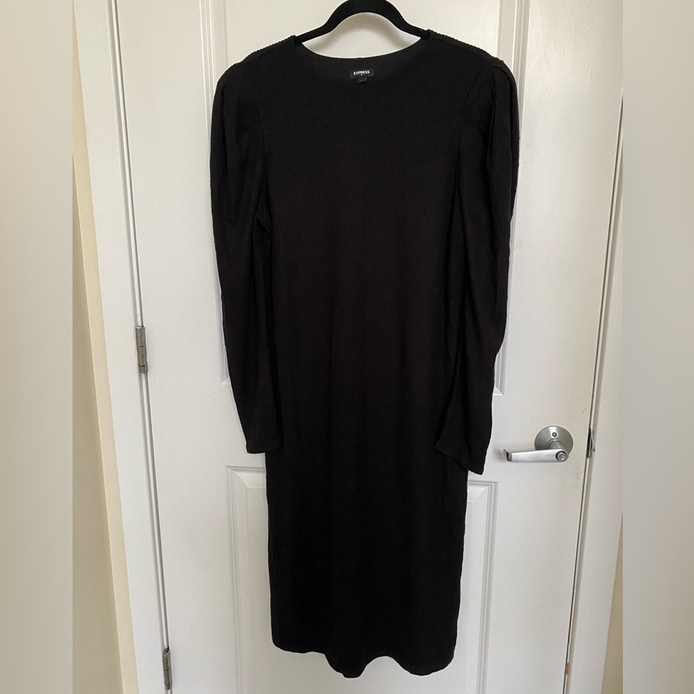 Express Black Sweater Dress | Size L Elegant Black Long Sleeve Dress
